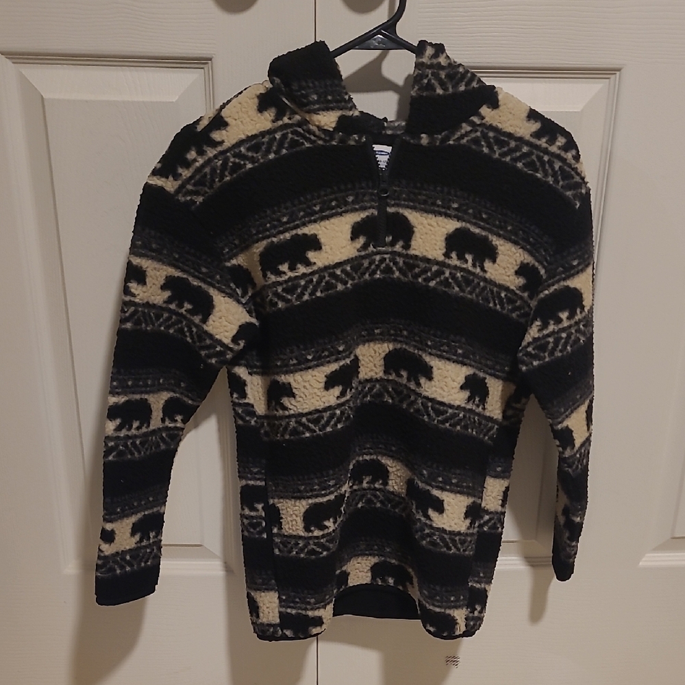 Old Navy Boy's Black and Cream Zip-Up Sweater/Jacket